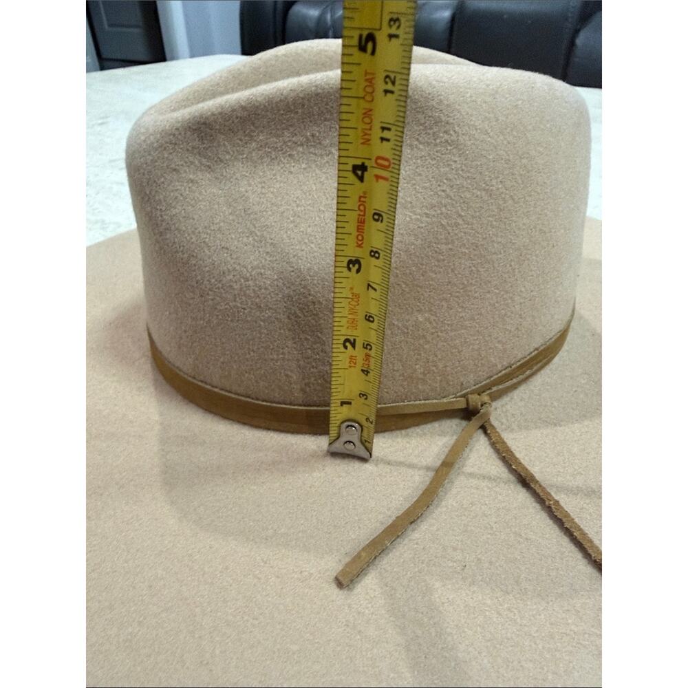 Patina The Aria Tan Wool Fedora Western Hat Handcrafted Wide Brim M - Picture 9 of 9